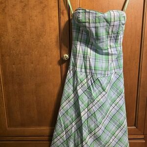Duck Head Jean Co. Green & Blue Plaid Strapless Sundress